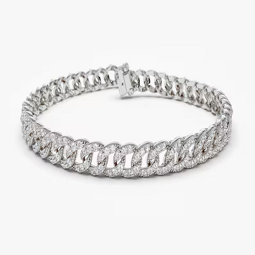 4.8MM 14k Diamond Miami Curb Link Bracelet  customdiamjewel 10 KT Solid Gold White Gold VVS-EF