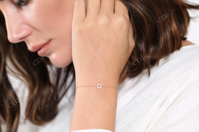 14k Solid Gold Pave Lab Grown Diamond Round Disc Bracelet  customdiamjewel   