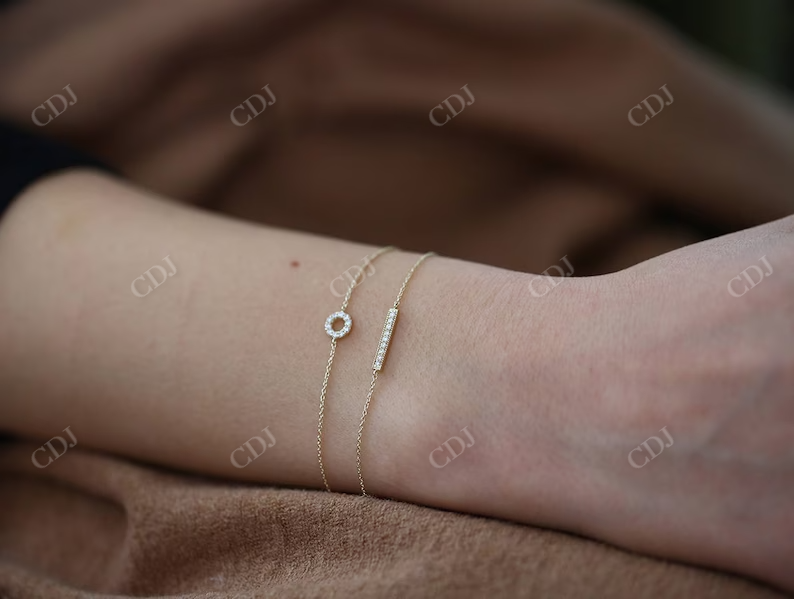 0.09ctw Lab Grown Diamond Bar Bracelet  customdiamjewel   