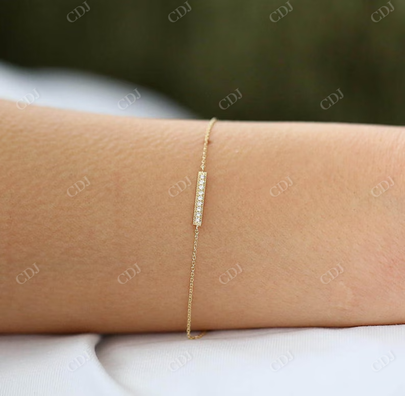 14k Solid Gold Diamond Bar Bracelet  customdiamjewel   