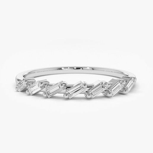 0.25CTW Baguette Cut Natural Diamond Half Eternity Band  customdiamjewel 10KT White Gold VVS-EF