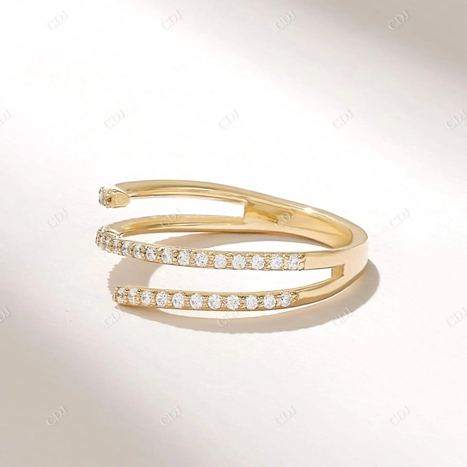 0.23CTW Round Cut Lab Grown Diamond Wraparound Stacking Ring  customdiamjewel 10KT Yellow Gold VVS-EF