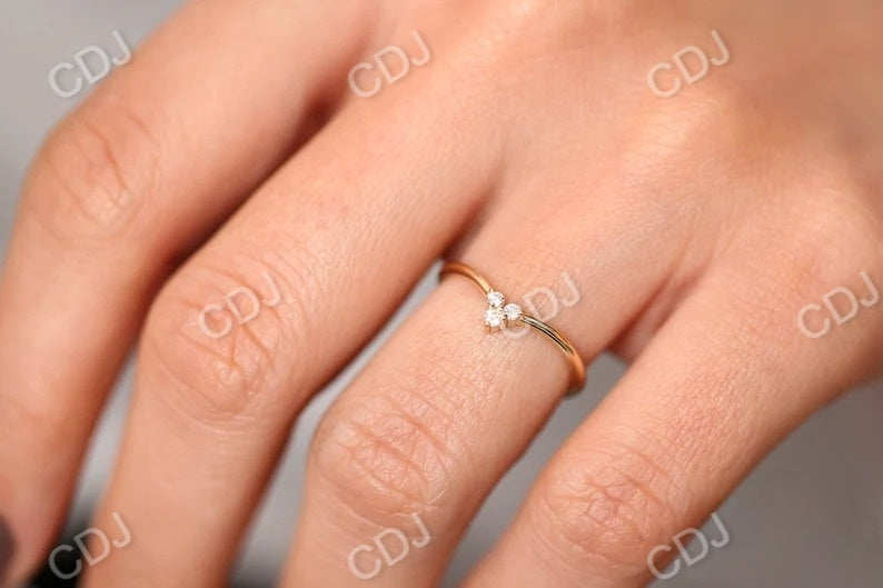 0.09CTW Three Stone Lab grown Diamond Chevron Ring  customdiamjewel   