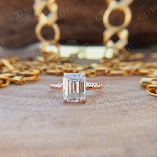 2.60CT Emerald Cut Halo Moissanite Engagement Ring  customdiamjewel   