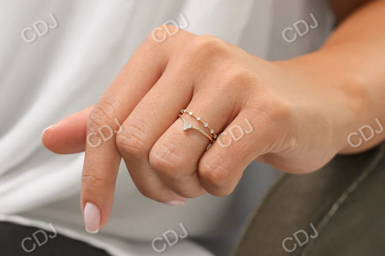 0.09CTW Three Stone Lab grown Diamond Chevron Ring  customdiamjewel   