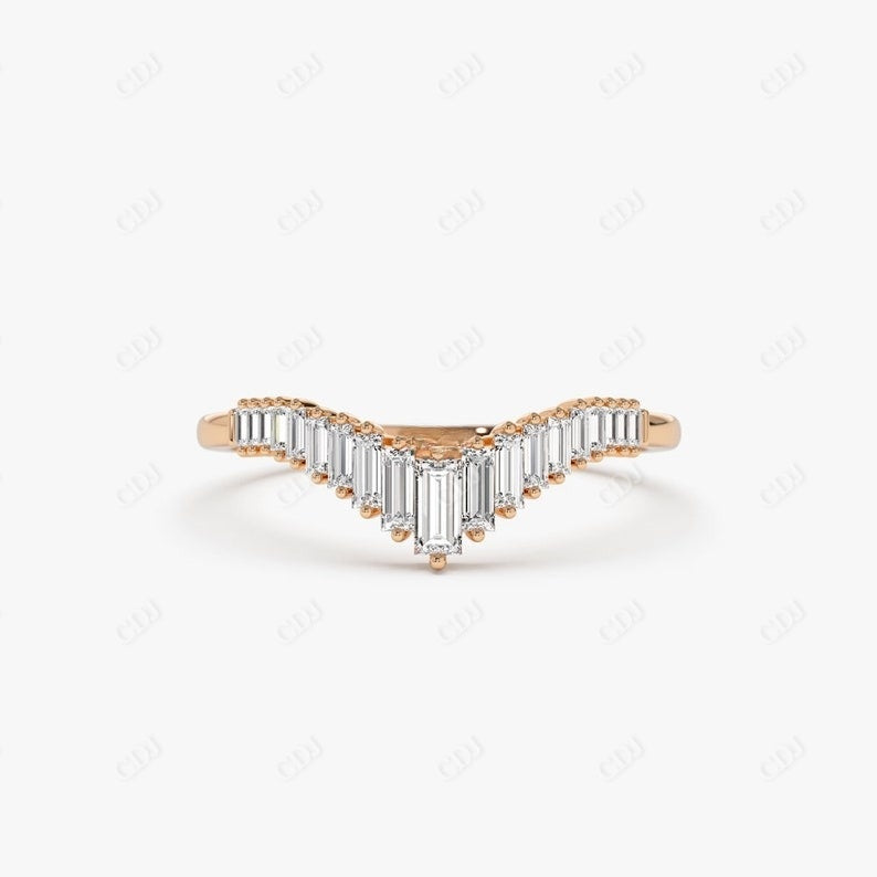 0.50CTW Lab Grown Baguette Diamond Curved Wedding Band  customdiamjewel Sterling Silver Rose Gold VVS-EF