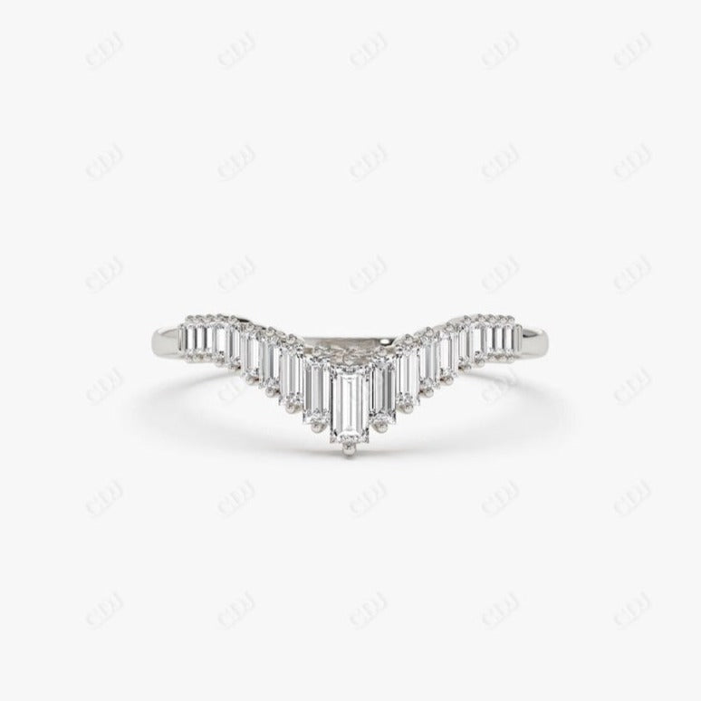 0.50CTW Lab Grown Baguette Diamond Curved Wedding Band  customdiamjewel Sterling Silver White Gold VVS-EF