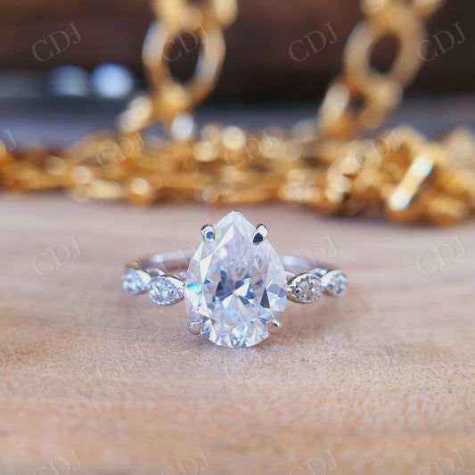 2.00CT Pear Cut Moissanite Solitaire Engagement Ring  customdiamjewel   