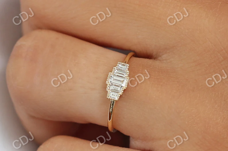 14k Gold Step Cut Alternative Baguette Diamond Wedding Ring  customdiamjewel   