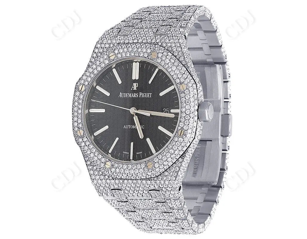 Black Dial Hip Hop 41MM Stainless Steel AP Diamond Watch ( 31.5 CTW)  customdiamjewel   