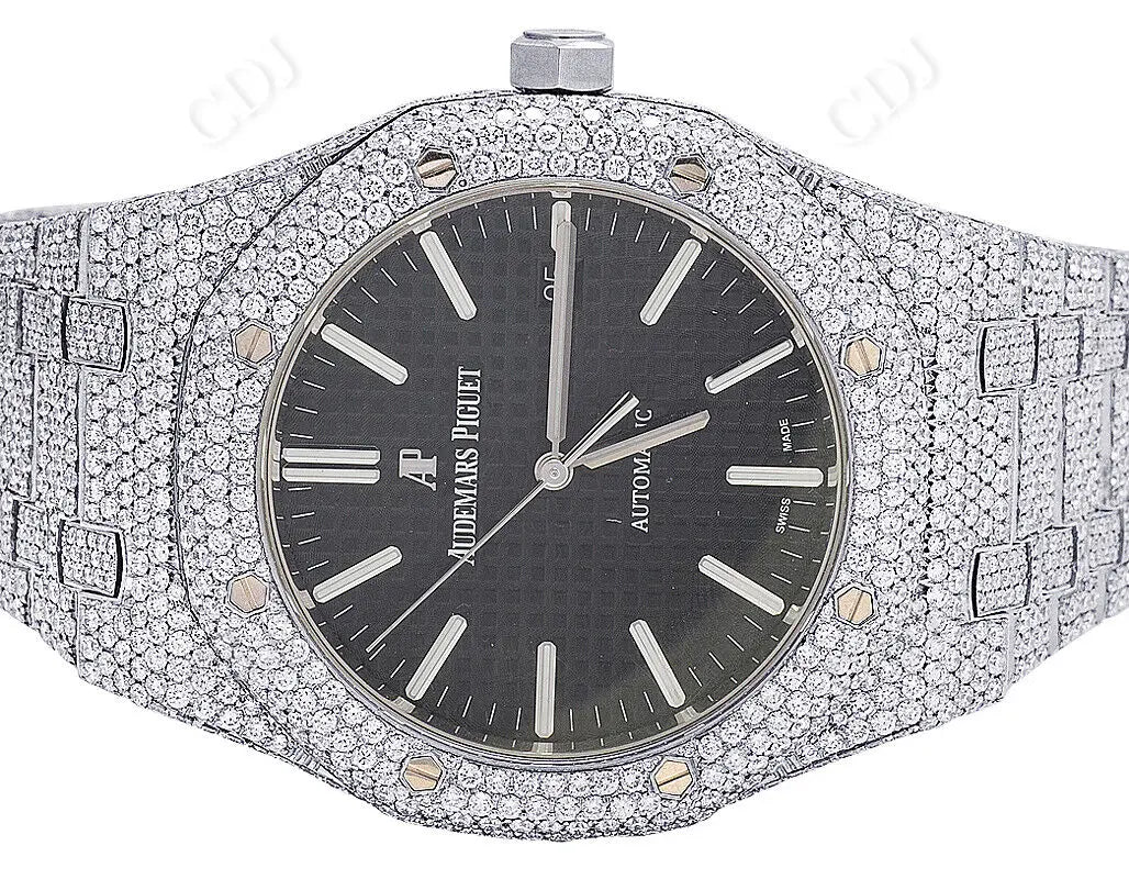 Black Dial Hip Hop 41MM Stainless Steel AP Diamond Watch ( 31.5 CTW)  customdiamjewel   