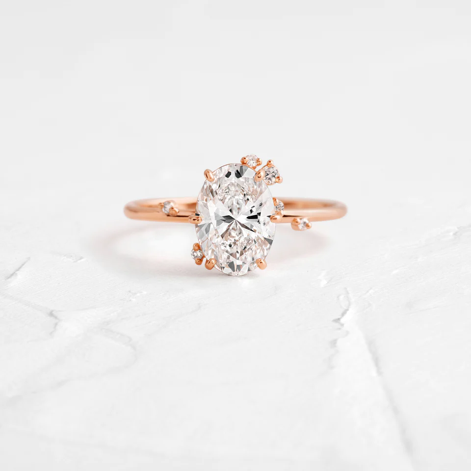 Oval Cut Moissanite Antique Style Engagement Ring  customdiamjewel 10KT Rose Gold VVS-EF