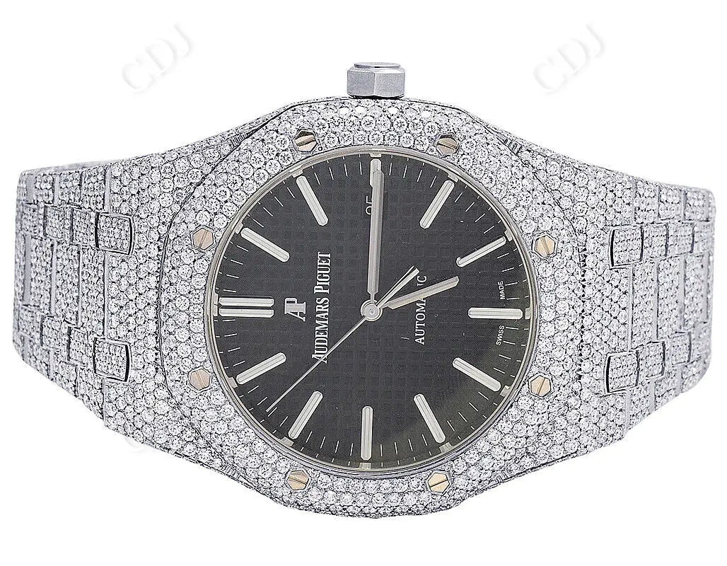 Black Dial Hip Hop 41MM Stainless Steel AP Diamond Watch ( 31.5 CTW)  customdiamjewel   