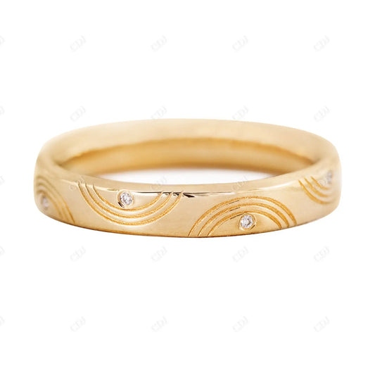 0.8MM Round Natural Diamond Engraved Wedding Band  customdiamjewel 10KT Yellow Gold VVS-EF