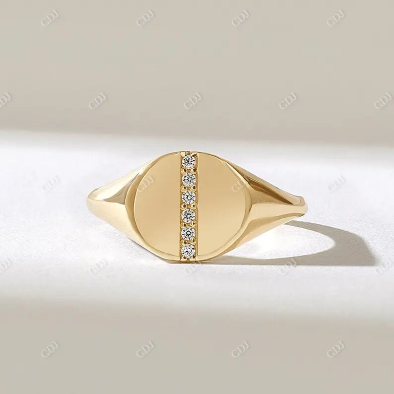 0.06CTW Pave Diamond Line Signet Dome Seal Wedding Band  customdiamjewel   