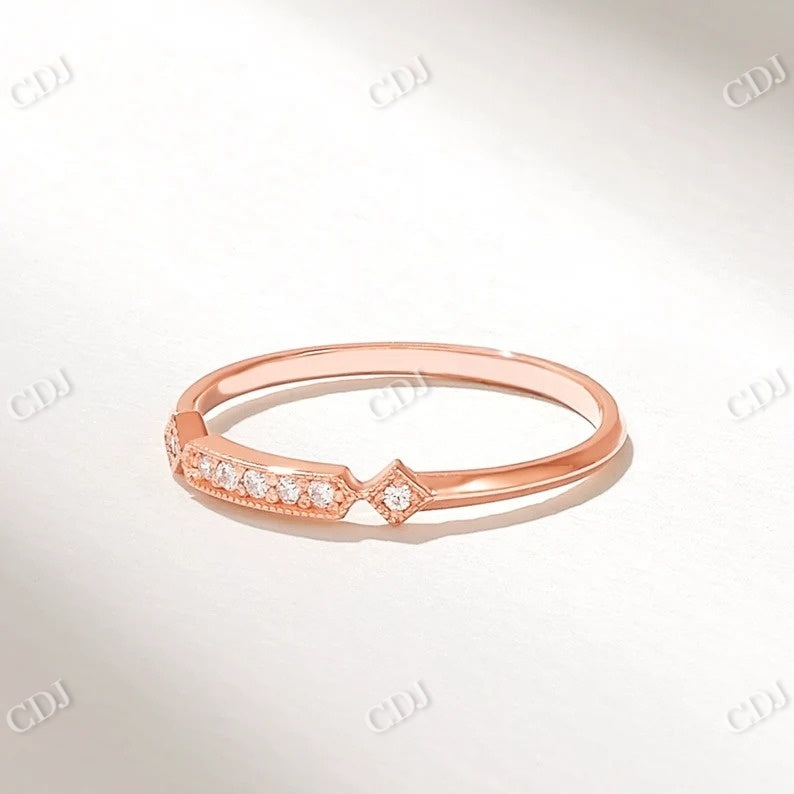 0.06CTW Solid Gold Diamond Princess Shape Wedding Band  customdiamjewel 10KT Rose Gold VVS-EF