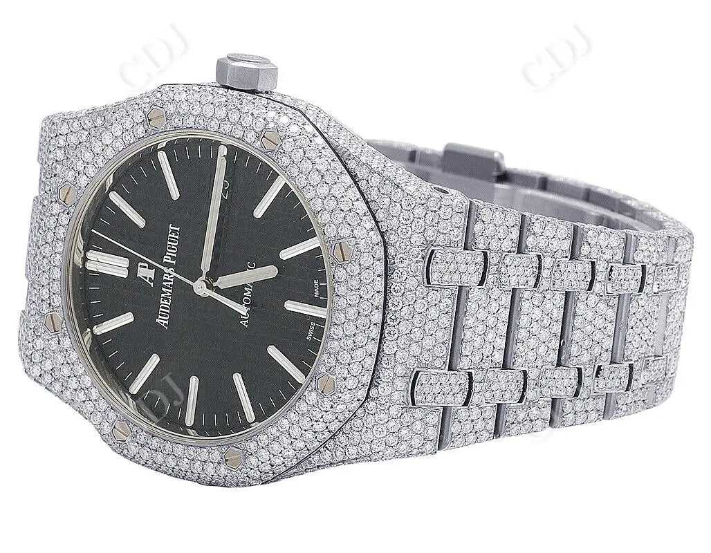 Black Dial Hip Hop 41MM Stainless Steel AP Diamond Watch ( 31.5 CTW)  customdiamjewel   