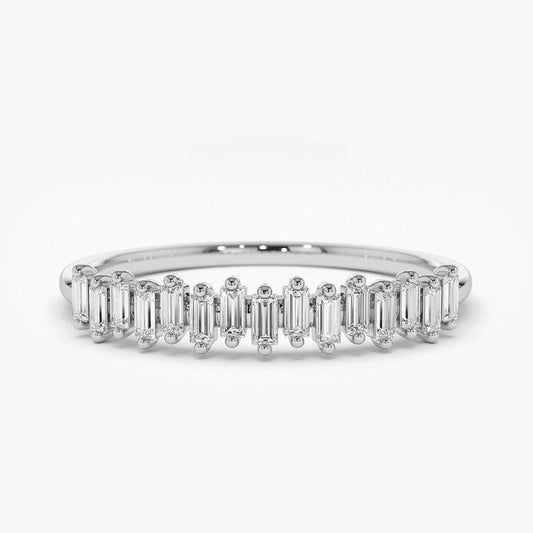 0.24CTW Baguette Cut Natural Diamond Stackable Wedding Band  customdiamjewel 10KT White Gold VVS-EF