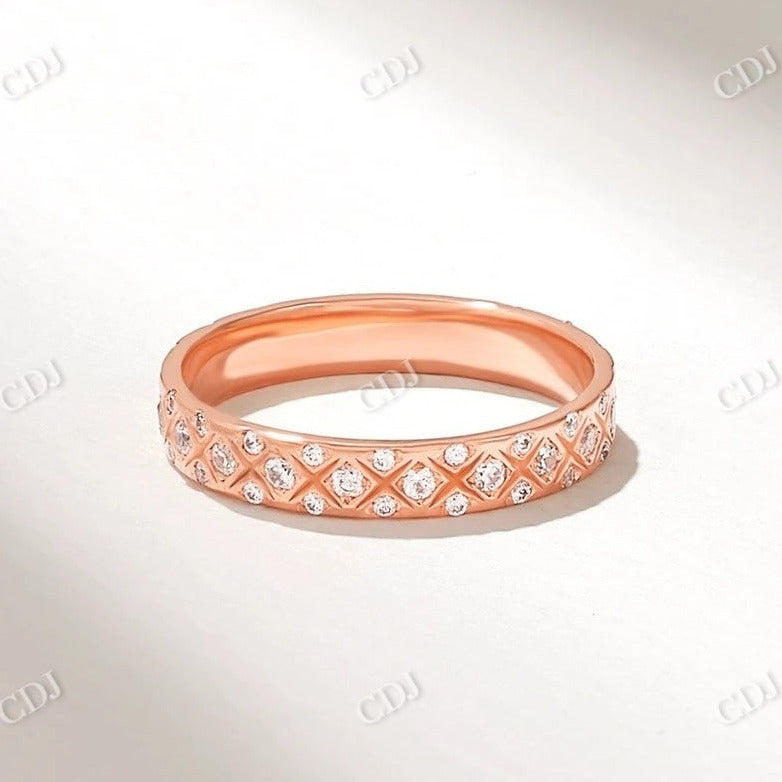 0.40CTW Criss Cross Round Cut Lab Grown Diamond Wedding Band  customdiamjewel 10KT Rose Gold VVS-EF