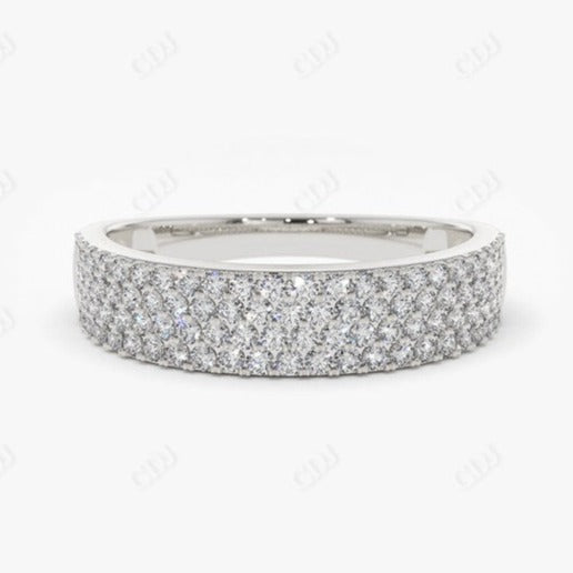 0.68CTW Lab Grown Diamond 4 Row Micro Pave Wedding Band  customdiamjewel Sterling Silver White Gold VVS-EF