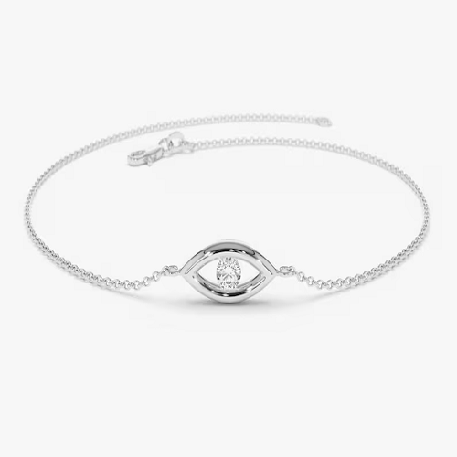 0.08ctw Evil Eye Lab Grown Diamond Bracelet  customdiamjewel Sterling Silver White Gold VVS-EF