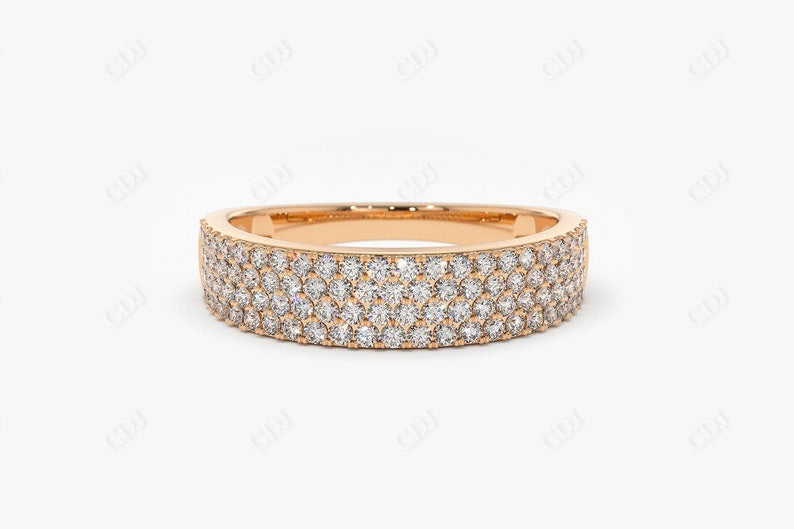 0.68CTW Lab Grown Diamond 4 Row Micro Pave Wedding Band  customdiamjewel Sterling Silver Rose Gold VVS-EF