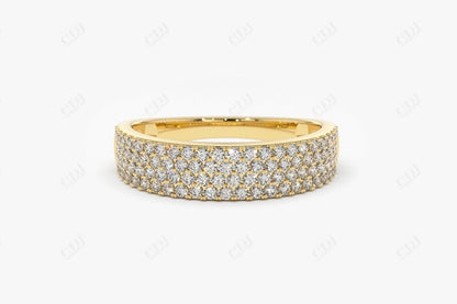 0.68CTW Lab Grown Diamond 4 Row Micro Pave Wedding Band  customdiamjewel Sterling Silver Yellow Gold VVS-EF