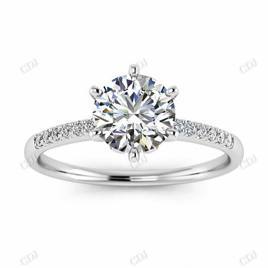 White Gold Rose Setting Moissanite Engagement Ring  customdiamjewel 10KT White Gold VVS-EF