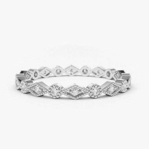 0.12CTW Natural Diamond Micro Pave Full Eternity Wedding Band  customdiamjewel 10 KT Solid Gold White Gold VVS-EF