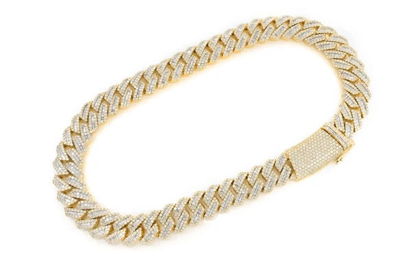 Baguette Diamonds Cuban Link Chain Necklace  customdiamjewel   