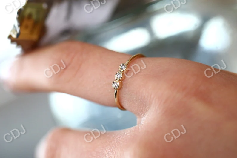 0.10CTW Three Stone Lab Grown Diamond Bezel Set Ring  customdiamjewel   