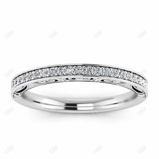 White Gold Vintage Filigree Wedding Band  customdiamjewel 10 KT White Gold VVS-EF