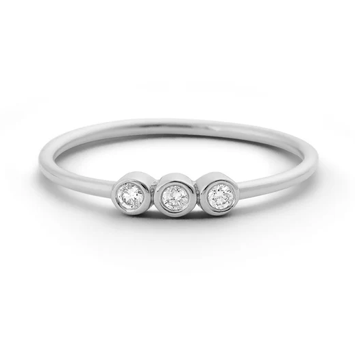 0.10CTW Three Stone Lab Grown Diamond Bezel Set Ring  customdiamjewel Sterling Silver White Gold VVS-EF