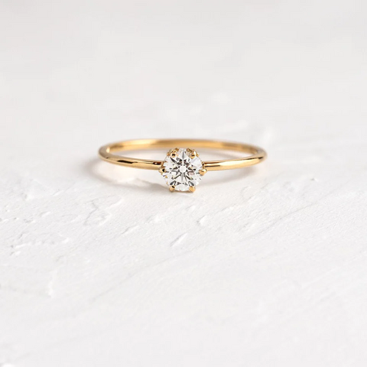 0.30CT Solitaire Round Cut Moissanite Engagement Ring  customdiamjewel 10KT Yellow Gold VVS-EF