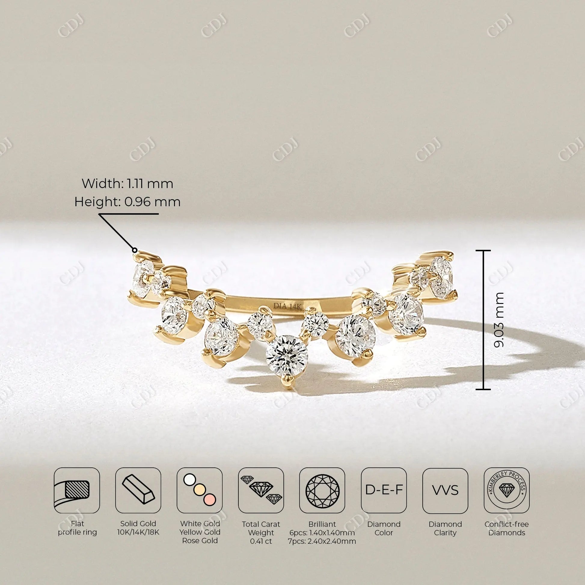 0.41CTW Cluster Round Lab Grown Diamond Curve Band  customdiamjewel   