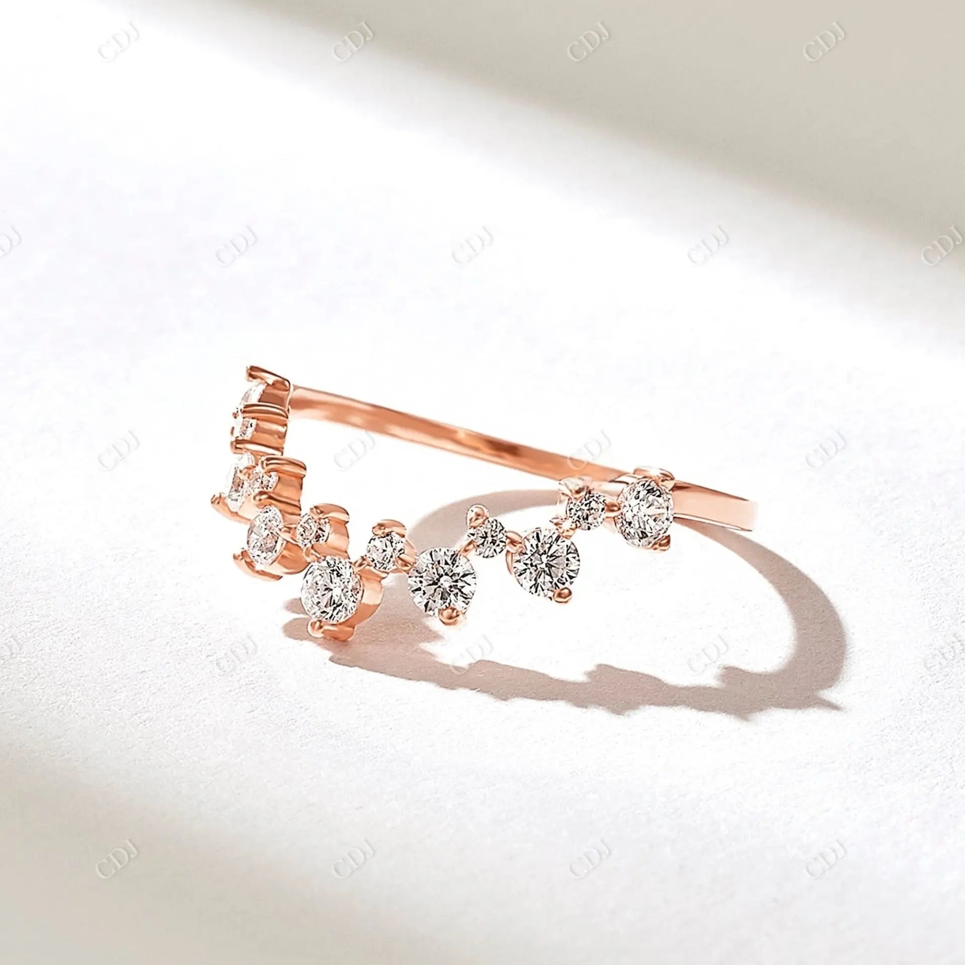 0.41CTW Cluster Round Lab Grown Diamond Curve Band  customdiamjewel 10KT Rose Gold VVS-EF