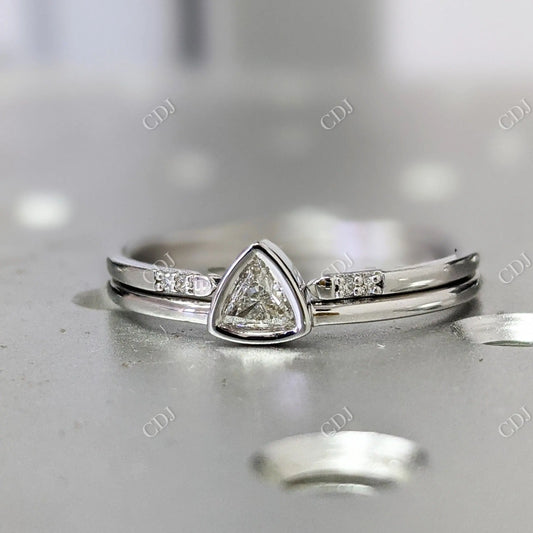 Trillion Diamond Minimalist Ring Set  customdiamjewel 10 KT White Gold VVS-EF