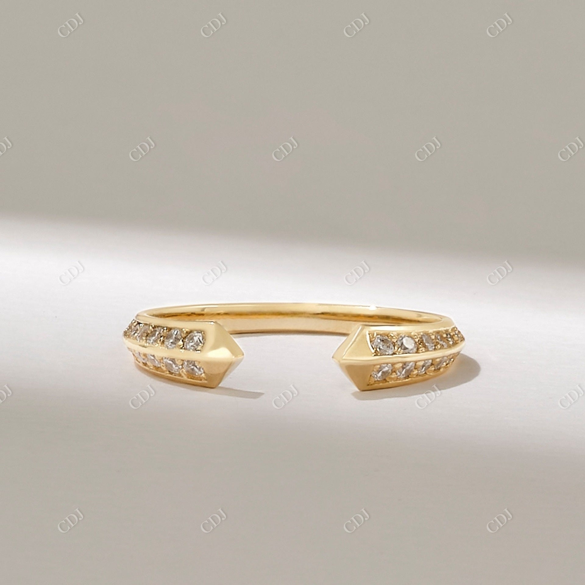 0.28CTW Natural Diamond Open Shank Ring  customdiamjewel 10KT Yellow Gold VVS-EF