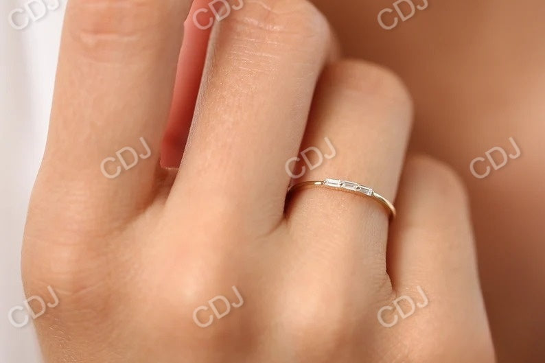 0.12CTW Minimalist Trio Baguette Diamond Wedding Ring  customdiamjewel   