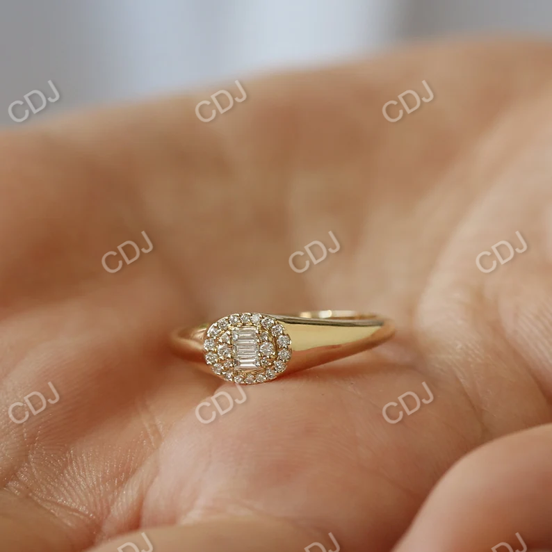 14k Solid Gold Oval Shape Baguette and Round Diamond Wedding Ring  customdiamjewel   