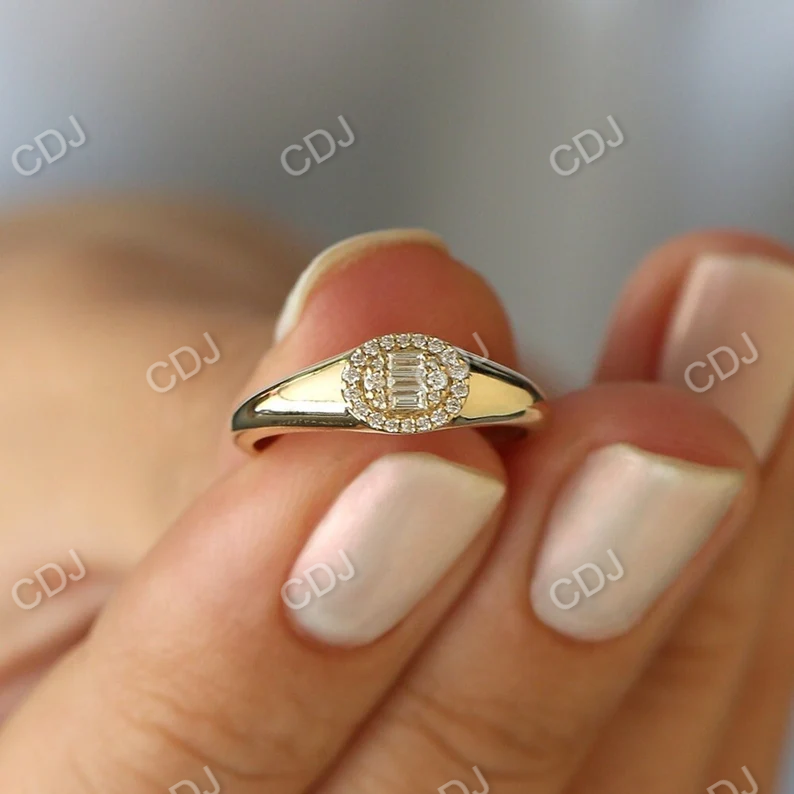 14k Solid Gold Oval Shape Baguette and Round Diamond Wedding Ring  customdiamjewel   