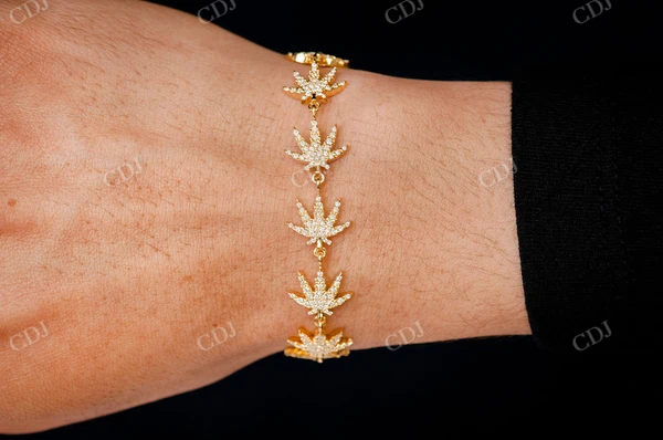 1.75CTW Diamond Cannabis Leaf Bracelet  customdiamjewel   