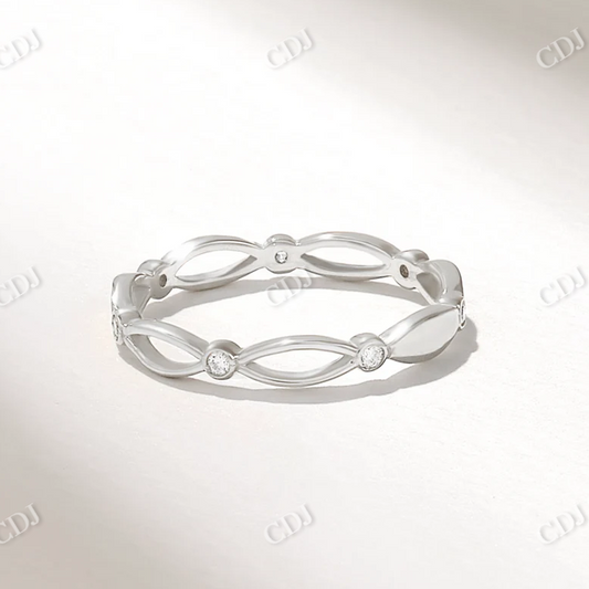 0.09CTW Tiny Lab Grown Diamond Twisted Wedding Band  customdiamjewel 10KT White Gold VVS-EF