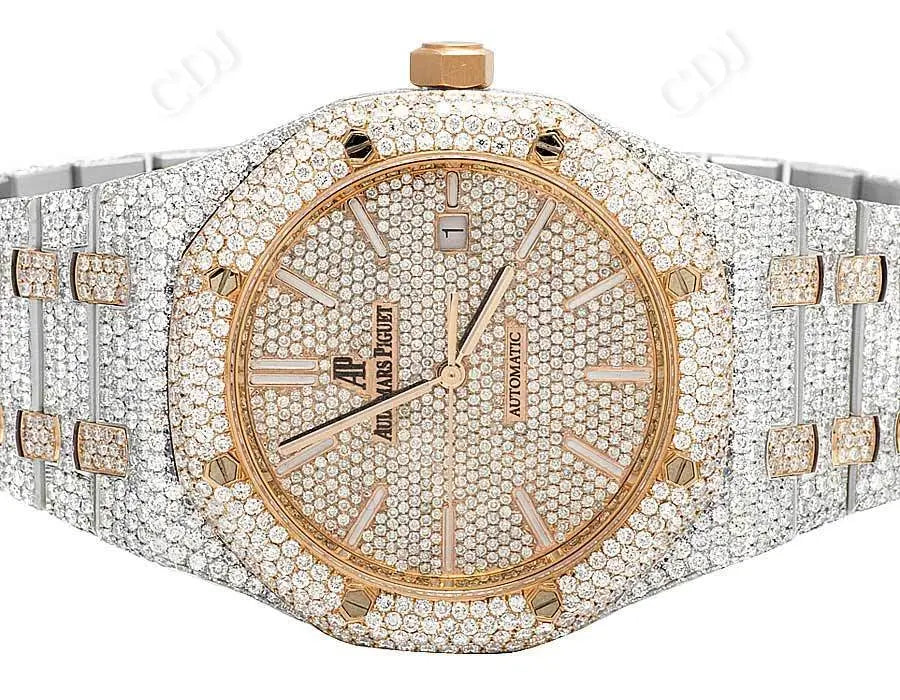 Men's 41MM AP Two Tone Lab Diamond Watch customdiamjewel