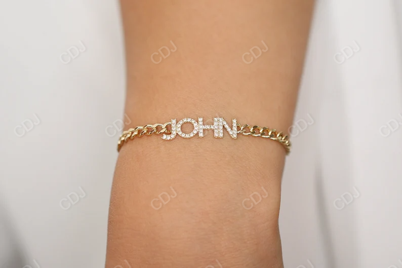 Cuban Link Lab Grown Diamond Name Bracelet  customdiamjewel   