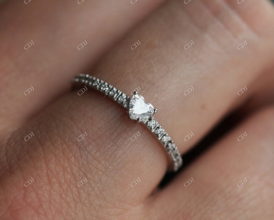 0.17ctw Hear Cut Moissanite Eternity Engagement Ring  customdiamjewel 10KT White Gold VVS-EF