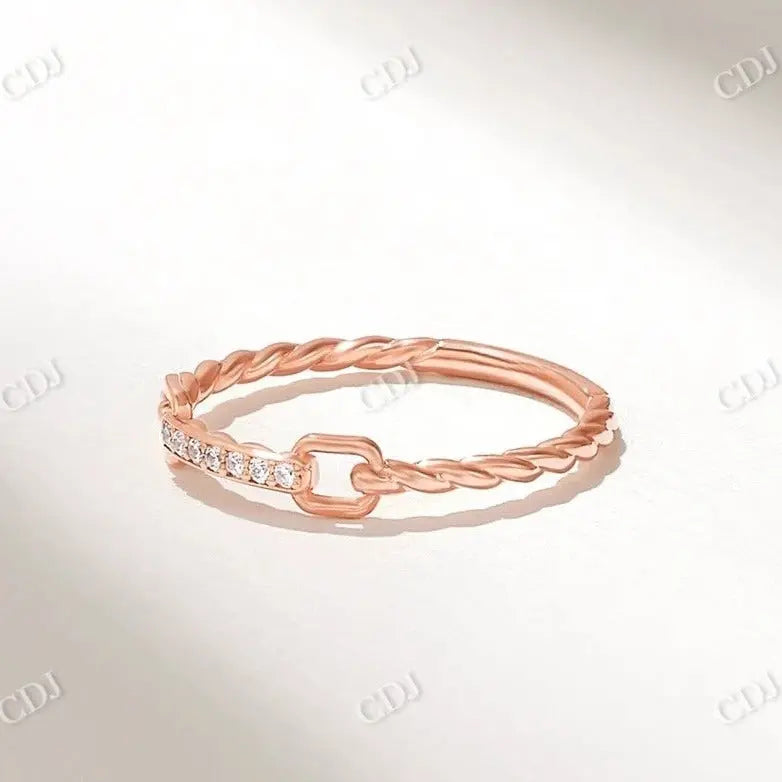 0.04CTW Lab Grown Diamond Dainty Twist Rope Wedding Band  customdiamjewel 10KT Rose Gold VVS-EF