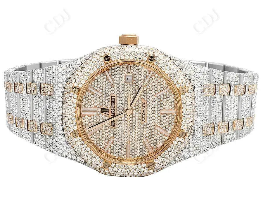 Men's 41MM AP Two Tone Lab Diamond Watch customdiamjewel