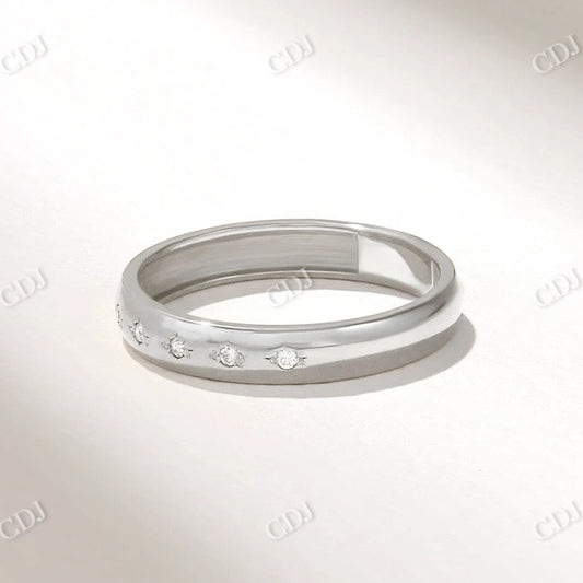 0.06CTW Round Cut Minimalist Lab Grown Diamond Wedding Band  customdiamjewel 10KT White Gold VVS-EF