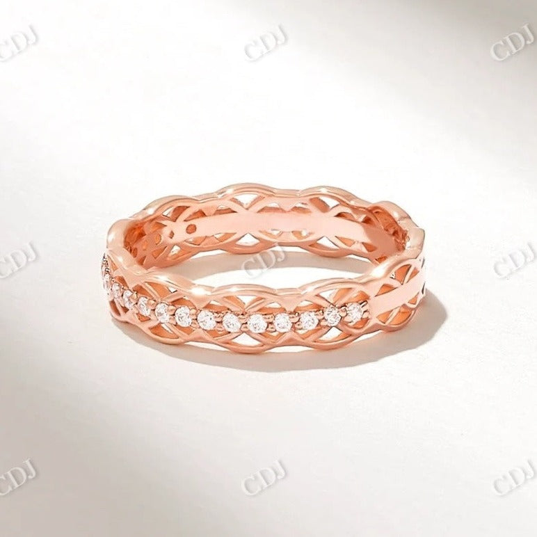 0.17CTW Round Diamond Celtic Knot Wedding Band  customdiamjewel 10KT Rose Gold VVS-EF